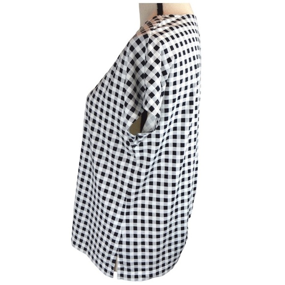 J. Jill Luxe Supima Relaxed Tee, Black & White Check - Size X-Small - Picture 4 of 5